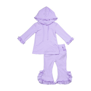 Conjunto de Dos Piezas de Ropa para Niñas, Sudadera con Capucha de Algodón y Pantalones con Volantes - Product Image 3