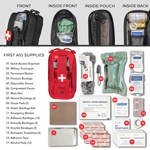 Essentials EDC Survival IFAK Red <span class=keywords><strong>44</strong></span> Piece Compact Personal <span class=keywords><strong>First</strong></span> Aid Kit Camping Emergency Travel Tactical Bug Out Bag - Product Image 3