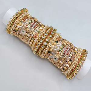 Radiant Designer Kundan Meenakari & Pearl <b>Bangles</b> Glam Finish Jewelry <b>Set</b> for Brides Festive and Wedding Collection - Product Image 2