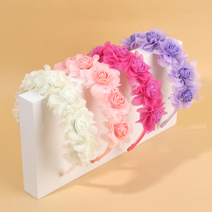 CN Sweet Color sólido flor Bowknot diadema para niñas accesorios de boda dientes diadema niños princesa flor corona - Product Image 1