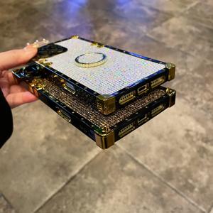 Brillo cuadrado Retro adecuado para Samsung S25 funda de teléfono A06 estilo étnico pegamento Flexible Note20 soporte de anillo de luz azul A73 - Product Image 5