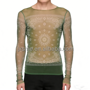T-shirt à manches longues en maille pour homme avec impression graphique personnalisée - Product Image 2