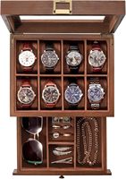 Cadeau de fête des pères populaire grand porte-montre boîtier de montre en bois armoire de rangement en bois de noyer boîte de montre organisateur