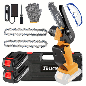 6-Inch Gele Draadloze Kettingzaag Met Hoge Hardheid Verstelbare Ketting Afneembare Batterij Multifunctioneel Voor Boomsnoei En Houtwerk - Product Image 1