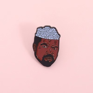 En gros, épingles et badges musicaux en métal, broches créatives et mignonnes de rappeur noir, épingles souvenir en émail, accessoires de musique pop en métal - Product Image 2