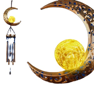 Oniya <strong>Large</strong> Retro Copper Wind Bells with Crackle Glass <strong>Ball</strong>, Soft Deep Tone, <strong>Solar</strong> Wind Chimes for Patio <strong>Garden</strong> Decor - Product Image 1