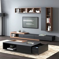 Meuble TV moderne de luxe en marbre et ensemble de table basse extensible en bois pour salon mobilier de maison multifonction
