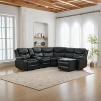 Canapé d'angle modulable HOMERS moderne avec fonction relax, chaise longue extensible, massage, éclairage LED, porte-gobelet rafraîchissant et télécommande