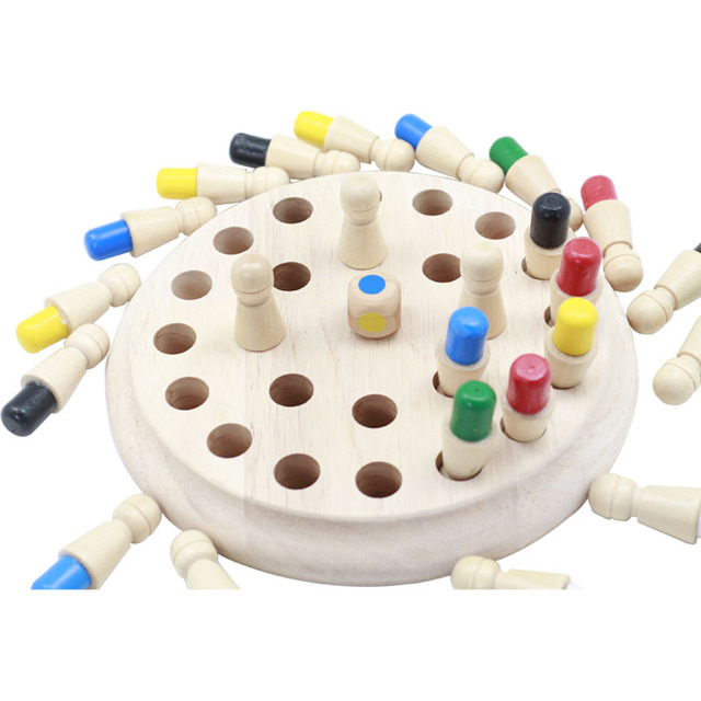 Children Wooden Memory Matchstick Chess Game Block Board Educational Intelligent Games Logic Braintease Toys for Boys and Girls