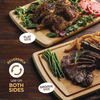 Planches à découper en bois, ensemble de planches à découper en bambou carbonisé avec rainure profonde pour les jus, poignées latérales, plateau de service pour charcuterie