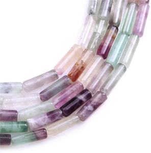 Tubo de fluorita de arcoíris de cristal de alta calidad, hebra de cuentas de tubo de piedras preciosas naturales, fabricación de joyas, cuentas sueltas, mayorista - Product Image 3