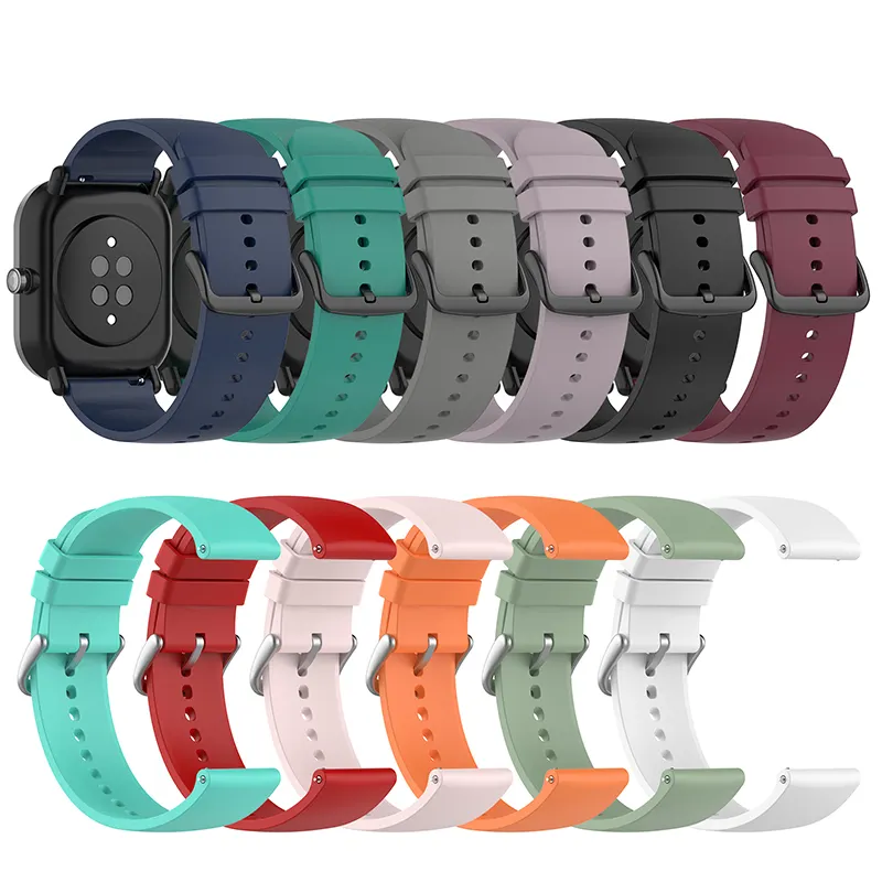 BOORUI 20 22mm silicone watch bands for amazfit gts 2 mini strap for huami amazfit bip strap