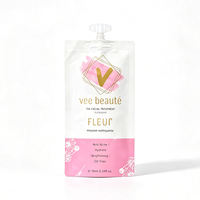 Pochette souple personnalisée à haute barrière avec logo de marque et bec verseur pour mousse nettoyante de soin de la peau, pochette verticale avec bouchon
