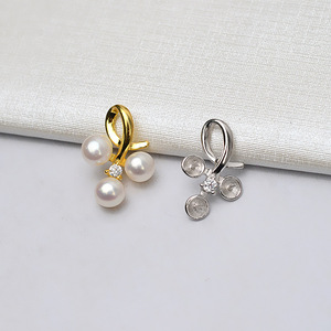 Pendentif en argent S925 multi-perles à 3 perles, tête de pendentif pour femme, accessoires de bijoux en perles DIY, plateau vide, pendentifs semi-perles faits à la main, breloques - Product Image 1