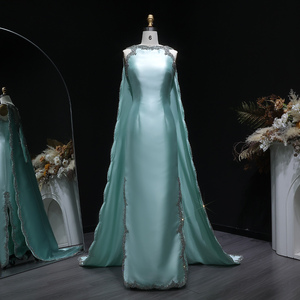 Jancember LSZ503 Abito da Sera di Lusso Verde Menta in Raso Stile Sirena con Scialle per Feste - Product Image 2