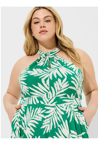Vestido Maxi sin Mangas Estilo Francés para Mujer de Talla Grande con Cuello Halter y Estampado de Hojas Verdes - Elegante para <span class=keywords><strong>Chicas</strong></span> Curvilíneas - Product Image 3