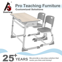 Muebles Escolares al por Mayor, Escritorio Doble Ajustable y Conjunto de Silla Ergonómica para Estudiantes, Certificado ISO, OEM, ODM