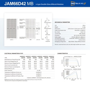 Módulo Fotovoltaico de Doble Vidrio Bifacial Tipo N de <span class=keywords><strong>JA</strong></span> <span class=keywords><strong>Solar</strong></span>, Panel Fotovoltaico JAM66D42MB 580605 W, China - Product Image 2