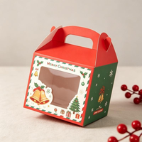 Boîte cadeau personnalisée pour la veille de Noël, en forme de maison, pliable, en papier, avec fenêtre transparente, impression Père Noël, matériaux recyclés, finition mate, pour bonbons