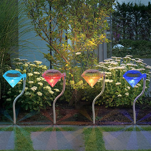 Lampes solaires de jardin en diamant, LED RGB, acier inoxydable, étanches, pour extérieur, pelouse, éclairage au sol - Product Image 1
