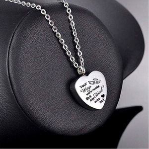 Cremazione Gioielli per Le Ceneri di Cuore Urna Collana & 12 Pietre di Cristallo Keepsake Gioielli-Le Ali erano pronto il mio cuore non è stato - Product Image 4