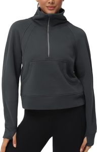 <span class=keywords><strong>Felpa</strong></span> in pile corta Pullover <span class=keywords><strong>con</strong></span> collo alto da donna a mezza <span class=keywords><strong>Zip</strong></span> <span class=keywords><strong>con</strong></span> tasche <span class=keywords><strong>con</strong></span> foro per il pollice - Product Image 3