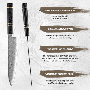 Juego de <span class=keywords><strong>Cuchillos</strong></span> de Cocina de Acero Damasco, 67 Capas, <span class=keywords><strong>Cuchillos</strong></span> Japoneses Kiritsuke Nakiri, <span class=keywords><strong>Cuchillos</strong></span> Utilitarios con Mango de Fibra de Carbono Negra - Product Image 5