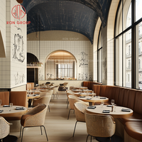 Ensemble de meubles modernes pour café et restaurant : banquette incurvée en bois massif, table et chaises