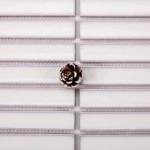 Dédouanement de stock pas cher prix usine cuisine dosseret Stackbond 30*220mm brillant émaillé blanc porcelaine mur doigt tuile mosaïque - Product Image 3