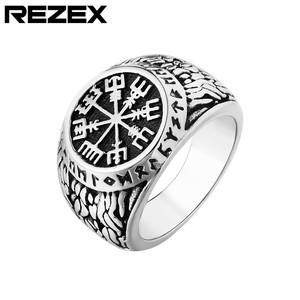 Universel pour hommes et femmes, <span class=keywords><strong>bague</strong></span> en acier inoxydable de style viking. Boussole étoile nordique de qualité rétro punk. - Product Image 4