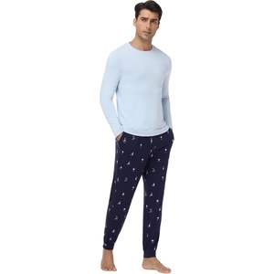 Ensemble de pyjama en viscose de bambou pour homme personnalisé, vêtements de nuit à manches longues avec poches et cordon de serrage, tailles S-XXL - Product Image 5