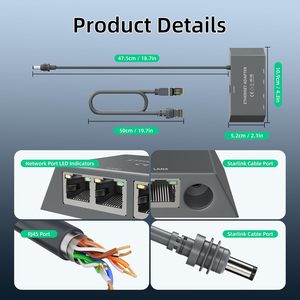 1Gbps 1 in 4 Out Starlink Mini Gen3 <b>Cable</b> Ethernet Adapter 4 Port with Cat 5e Gen3 <b>Rj45</b> Starlink <b>Cable</b> - Product Image 2