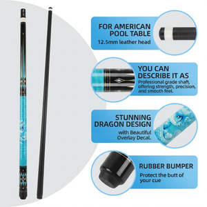 Taco de <span class=keywords><strong>billar</strong></span> duradero de 1/2 pieza con nuevo diseño, eje de fibra de carbono y punta de 12.5mm para recreación en bares y clubes, taco de <span class=keywords><strong>billar</strong></span> de nueve bolas - Product Image 2