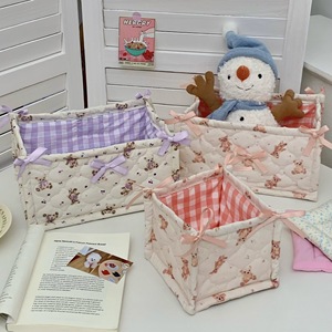 <b>Cute</b> quilted storage basket with a rustic style, perfect for desktop decorations, cosmetics, snacks, jewelry, and small - Product Image 1