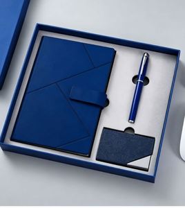 Ensemble cadeau créatif pour entreprise, comprenant un porte-cartes de visite en métal, un carnet et un bloc-notes, avec porte-cartes de visite - Product Image 1