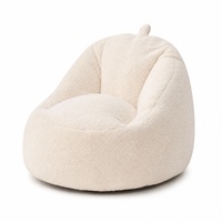 Sillón Reclinable Moderno de Piel Sintética Sherpa Color Crema, Sofá Tipo Puff con Respaldo Alto para Sala de Estar o Dormitorio
