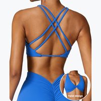 Soutien-gorge de yoga avec coussinet de poitrine amovible, sangle croisée, haut de course à pied respirant