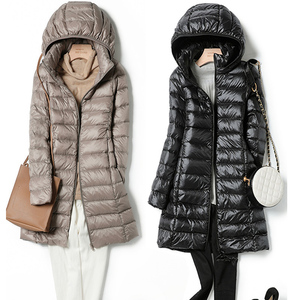 Casual Slim Remove Hood Vestes en duvet d'hiver pour femmes Veste en duvet à capuche <span class=keywords><strong>longue</strong></span> <span class=keywords><strong>Ultra</strong></span> légère et <span class=keywords><strong>chaude</strong></span> de couleur unie - Product Image 2
