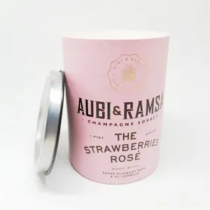 Cilindro di lusso personalizzato rosa gelato imballaggio tubo di carta alimentare con coperchio in latta