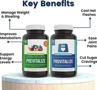 Duo Provitalize y Previtalize OEM |   Probiótico/Prebiótico Digestivo para el Control de Peso en Adultos y Salud Intestinal (Paquete de 2, 60 Unidades Cada Uno)