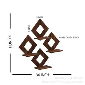 Wooden Diamond <b>Wall</b> <b>Mounted</b> <b>Shelf</b> Geometric Floating Rack For Home Decoration Plant Display - Product Image 4