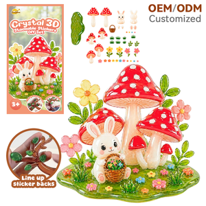 Set de Pegatinas Apilables 3D de Cristal, Escena de Jardín con Conejitos y Hongos, Piezas Transparentes de Cristal, Juguete de Manualidades <span class=keywords><strong>para</strong></span> Desarrollo de Motricidad Fina <span class=keywords><strong>para</strong></span> Niños Pequeños - Product Image 1