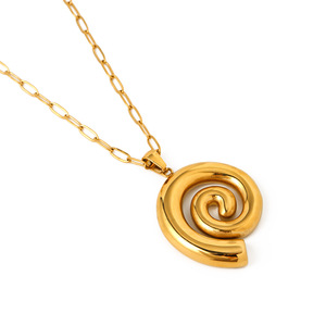 Spiral Pendant <b>Necklace</b> 18k Gold Plated Stainless Steel Women's Jewelry Everyday Wear Geometric Design Yiwu Origin - Product Image 5