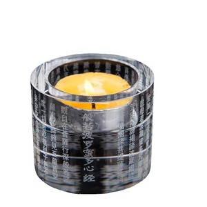 Portavelas budista de cristal con texto de sutra en relieve, resistente al calor para actividades religiosas, diseño de vidrio transparente - Product Image 5