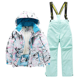 2024 nuevo conjunto de traje de esquí para niños niñas Northeast Snow Village viaje a prueba de viento impermeable chaqueta térmica pantalones al aire libre - Product Image 6