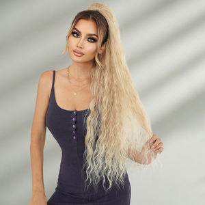 ผมหางม้าสีบลอนด์ลอนผมยาว36นิ้วแบบด้านจากธรรมชาติ - Product Image 2