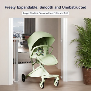 Auto-Lock Double Lock Steel 33x55 <strong>Retractable</strong> Baby <strong>Gate</strong> for Stairs &amp; Kitchen Doors Pets - Product Image 4