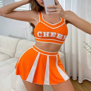 Disfraz sexy de animadora naranja <span class=keywords><strong>mini</strong></span> para mujer, para la noche de la luna de miel, regalo de luna de miel para ella, para damas - Product Image 1