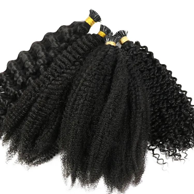 Natural Black Pre Bonded Stick I Tip Human Hair Bundles Brazilian Bulk Hair Microlinks Body Wave I-Tip Hair Extensions