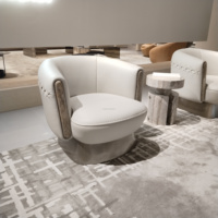 Chaise longue de salon de villa de luxe minimaliste italienne, série en cuir épais, design haut de gamme